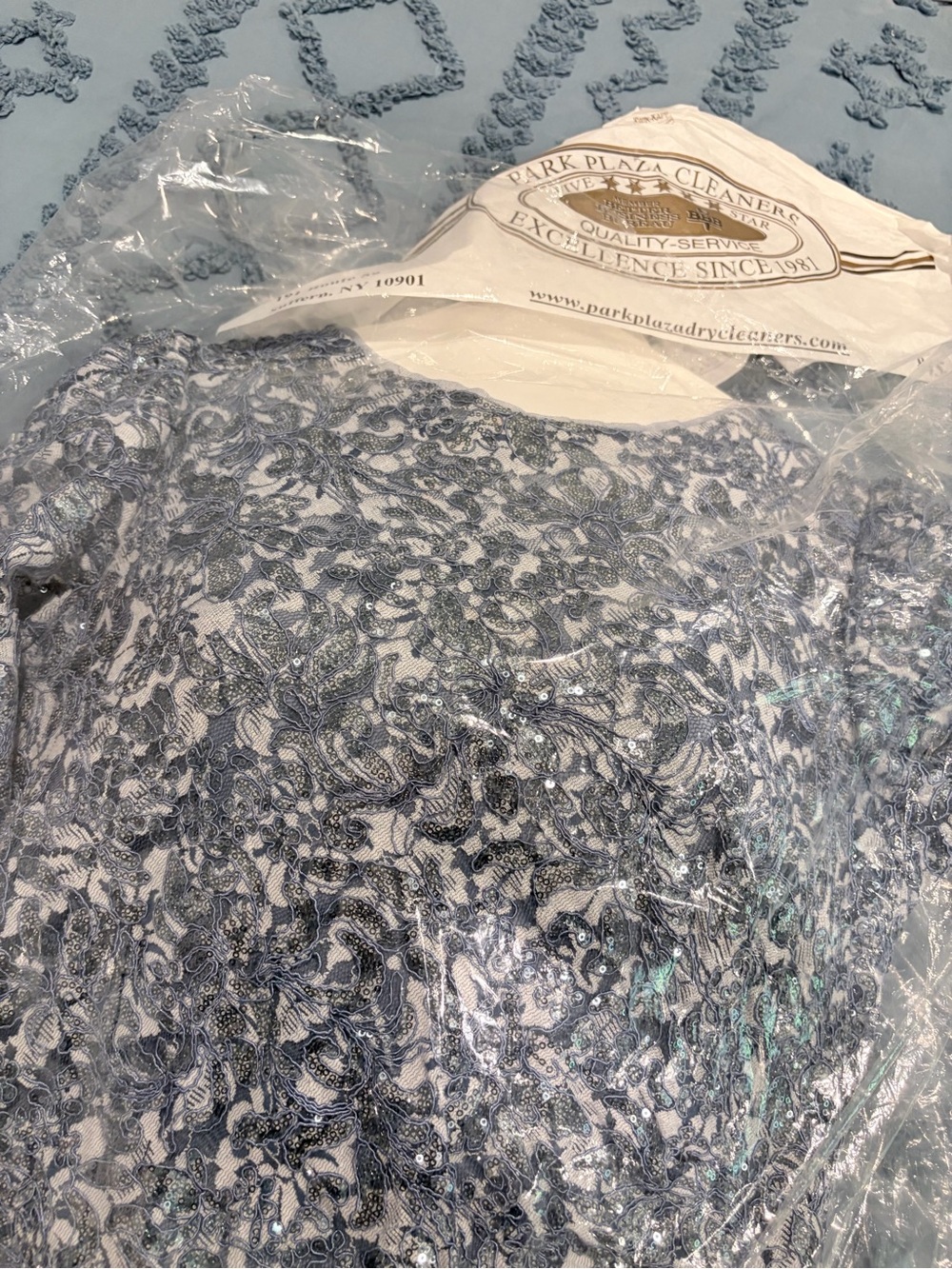 Xscape Size 16 Blue Sequin Lace Formal Gown Maxi Dress - Picture 8 of 16